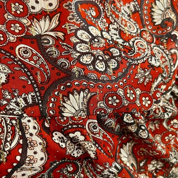 Loft Babydoll Long Sleeve Dress Silver Sparkle Paisley Short New Size XXS Petite - Picture 12 of 14